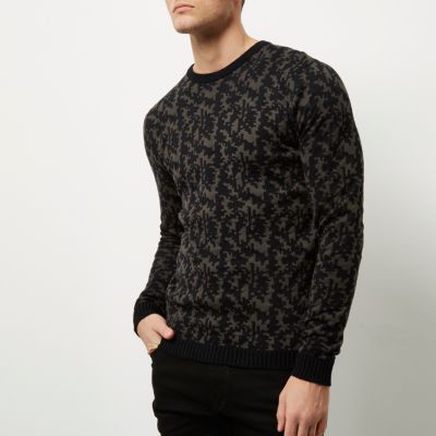 Black abstract print jumper